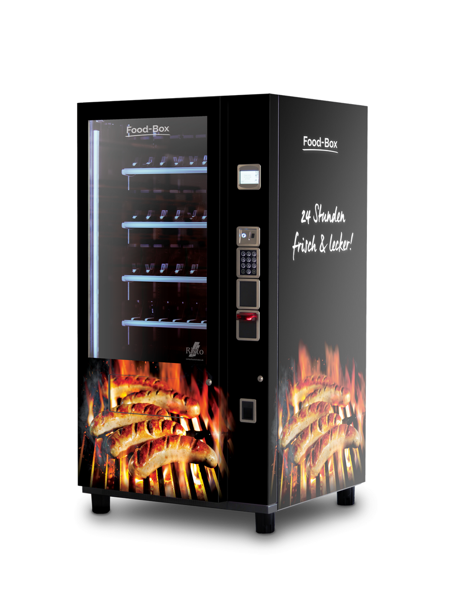 Wurstautomat in Holzoptik mit Wurstabbildungen zum Kaufen      