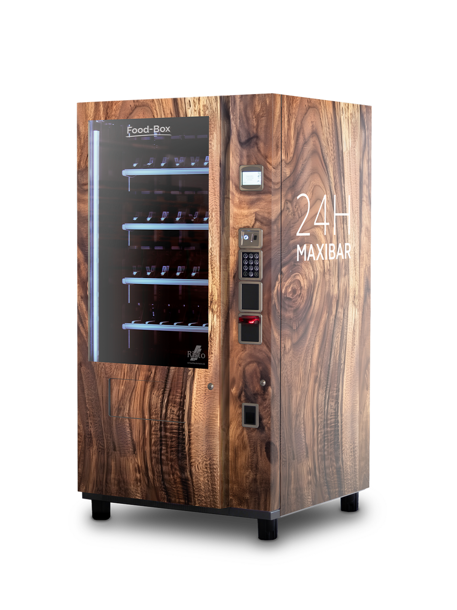 Food-Box Verkaufsautomat mit Holzdesign und 24H Maxibar      