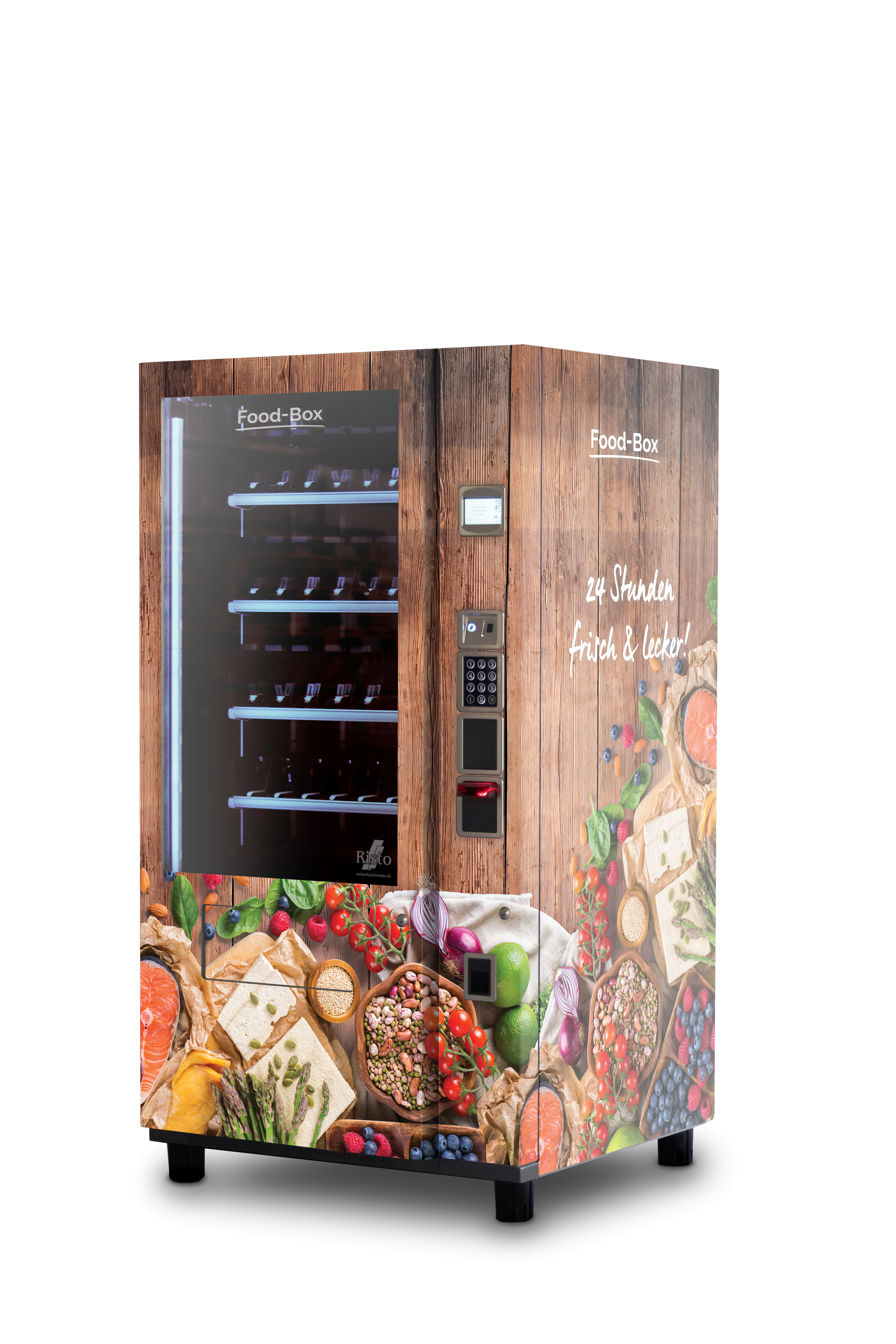 Levensmiddelenautomat Design Mix-hout-bruin-vis