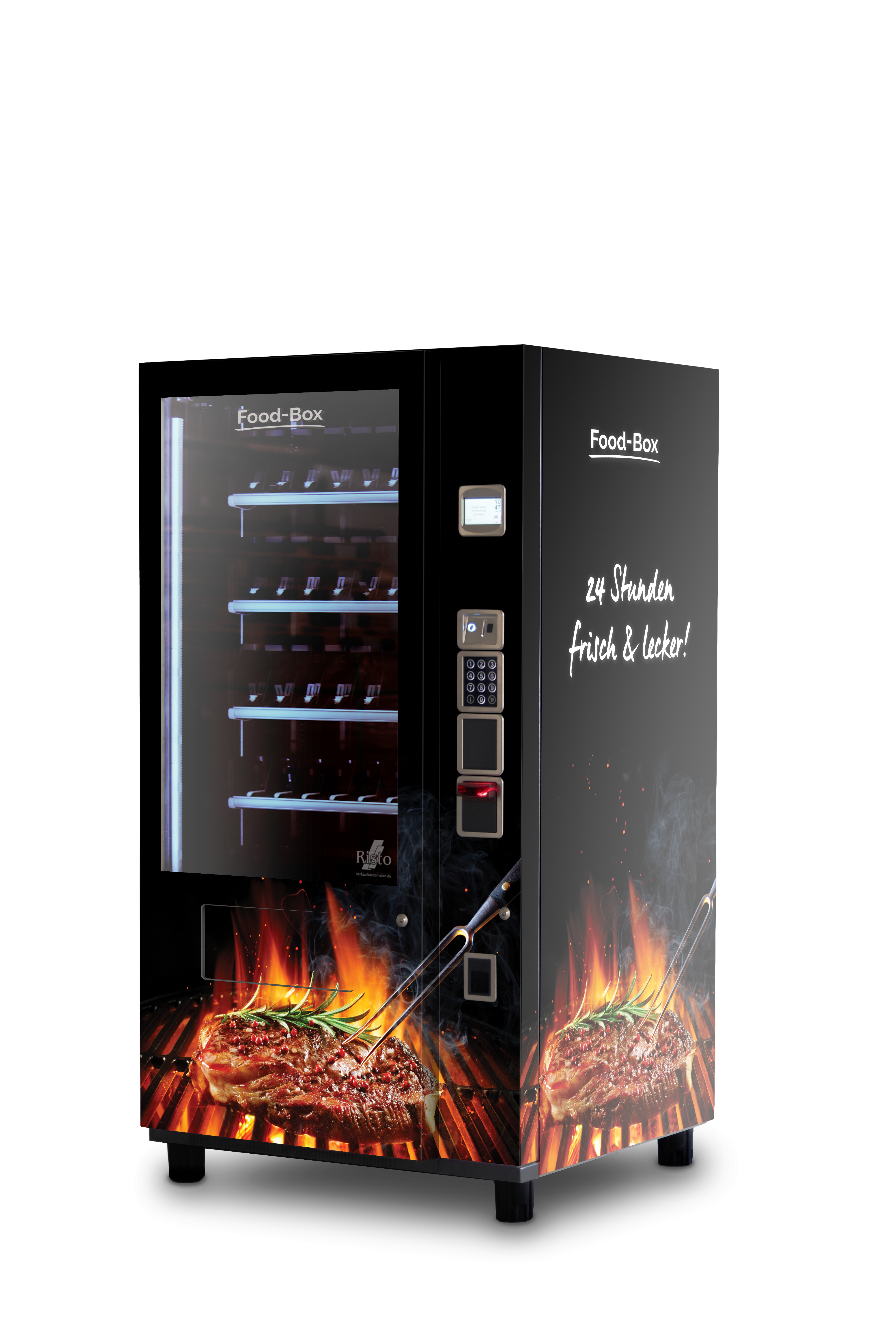 Distributeur automatique conception Viande-à-griller-noir-feu